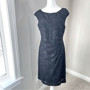 Lauren Ralph Lauren black lace sequined NWT dress Size 12
